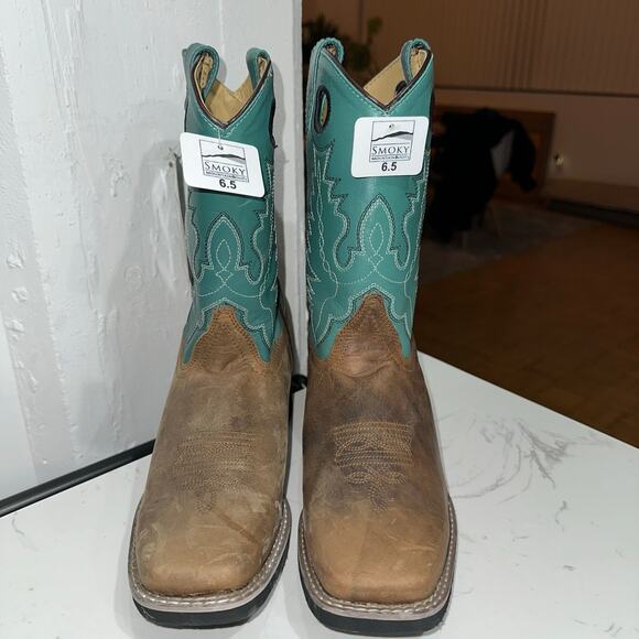 Smoky Mountain Girls' Turquoise/Brown Pueblo Western Boots Square Toe, Size 6.5Y - Picture 8 of 8